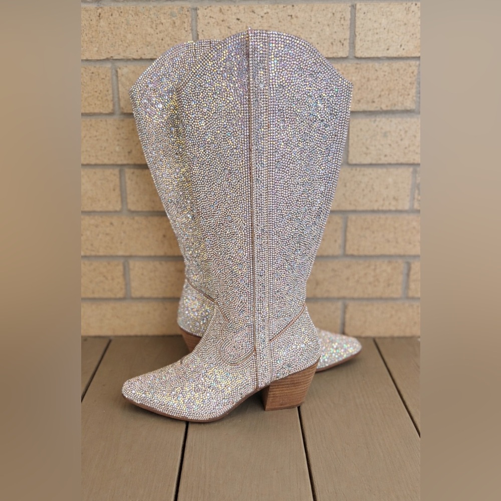 Rhinestone Cowboy Boots Sparkle Nashville Western Glam Size 8.5